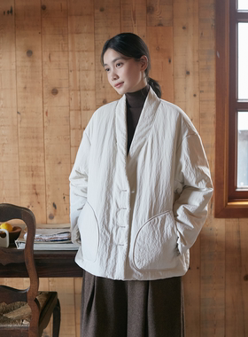 Seams Sense｜秋冬简约通勤纸感肌理新雪丽夹棉宽松棉服01011