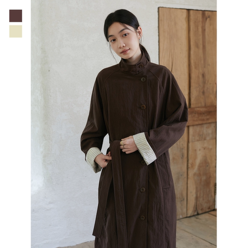 SeamsSense立领腰带设计长风衣