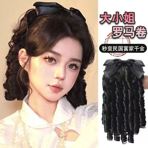 公主卷旗袍新娘写真影楼舞台戏剧欧洲宫廷晚礼服民国卷发马尾假发