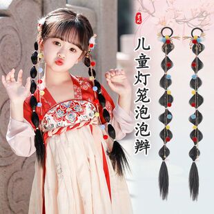 古装汉服假发女童灯笼泡泡发儿童古风鱼骨麻花辫子玉米须马尾