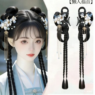 汉服假发古风头饰女一体式古装发髻盘发造型百搭懒人抓夹垫发包