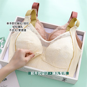 孕妇大码 产后哺乳内衣前开扣怀孕期母乳喂奶蕾丝单手解扣夏文胸罩