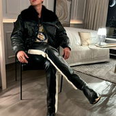 潮流帅气雅痞长裤 男生PU皮秋冬防水抗寒保暖直筒修身 机车条纹皮裤