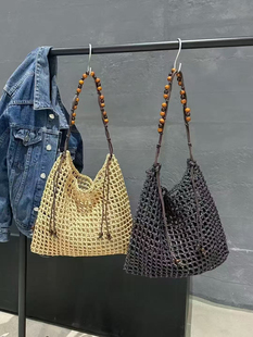 2025新款春夏小众设计高级感时尚百搭大容量手提单肩斜挎草编包潮