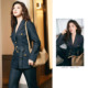 外套女高级感穿搭显瘦牛仔裤 朱珠同款 蓝色气质干练牛仔西装 两件套