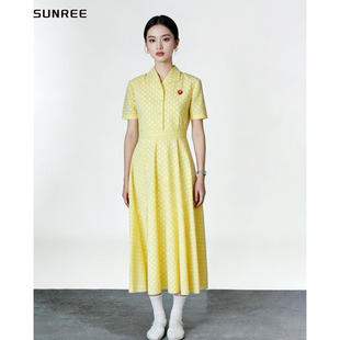 纯真年代的爱情郭晓婷方穆静同款波点衬衫连衣裙女翻领收腰长裙子