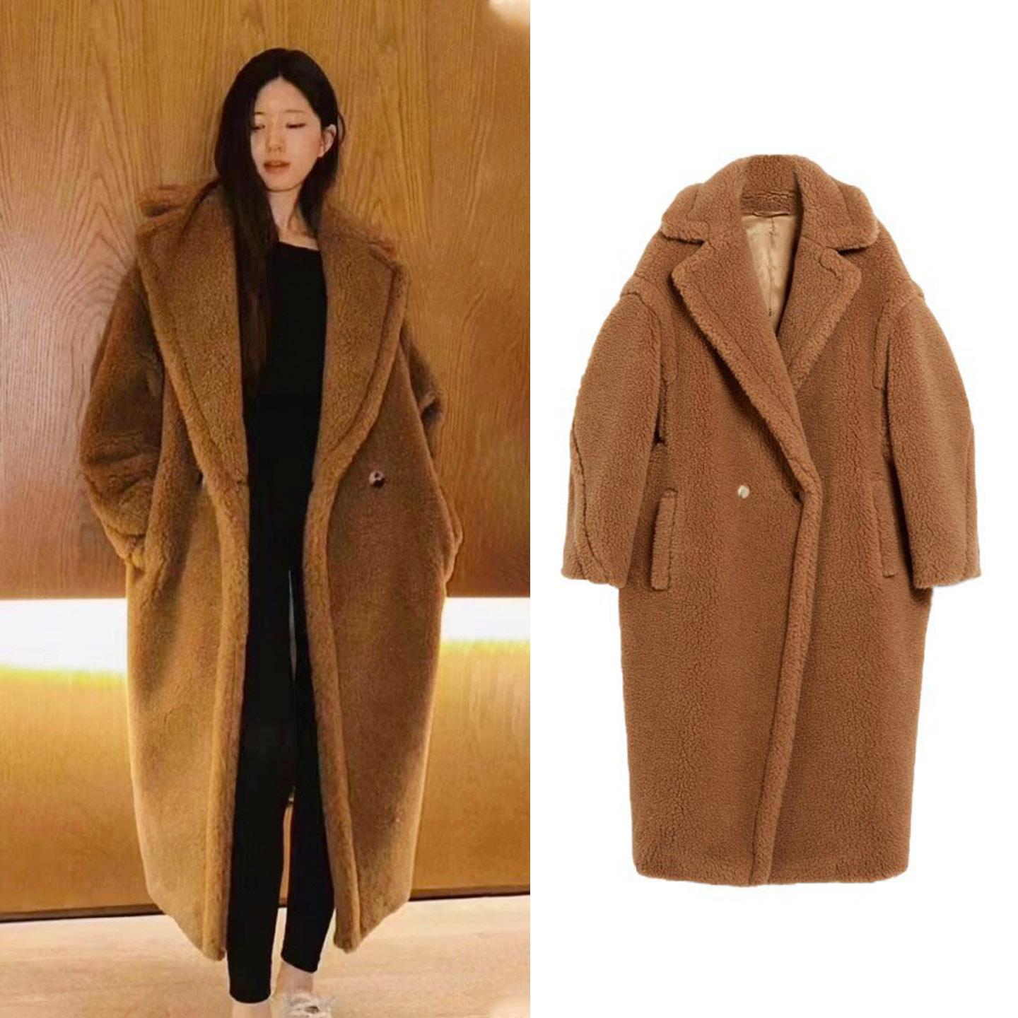 泰迪熊大衣女皮毛一体羊羔毛外套