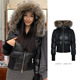 羽绒服女冬季 易梦玲同款 黑色毛领短款 保暖面包服收腰加厚连帽外套