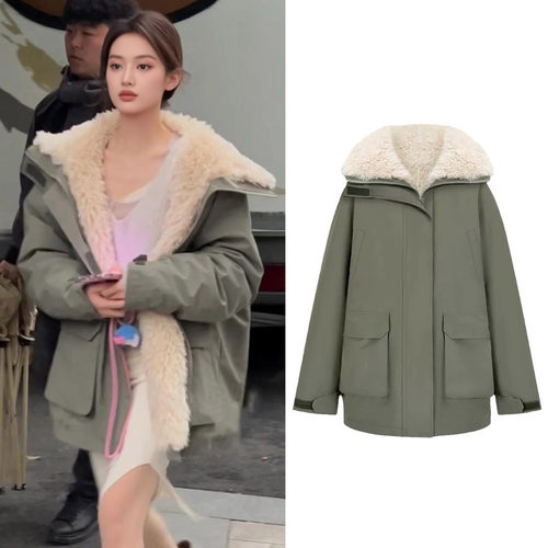 现货防风保暖羊羔毛绒派克服女