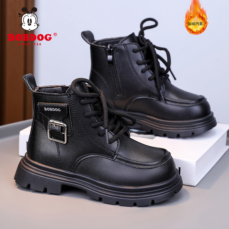 巴布豆女童加绒保暖棉靴