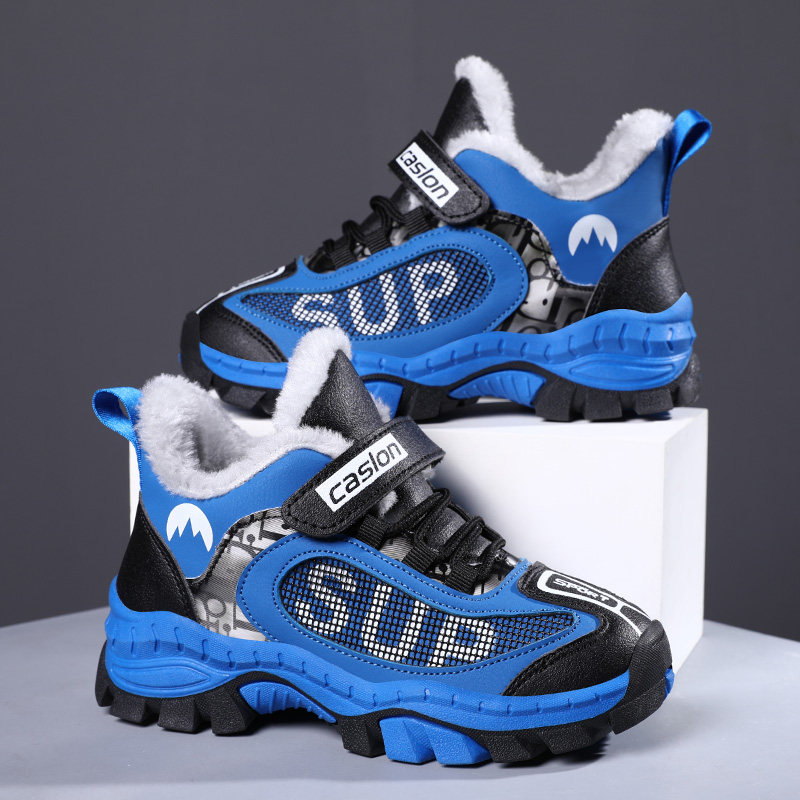 品牌断码童鞋男童棉鞋秋冬季防滑户外登山鞋子加棉保暖儿童运动鞋