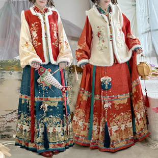 芳华庭原创汉服[翠屿重华]明制服女刺绣加绒新年战衣国风日常套装