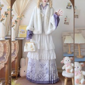 芳华庭原创汉洋折衷明制交领琵琶袖 洛丽塔罩裙加绒斗篷马面套装 女