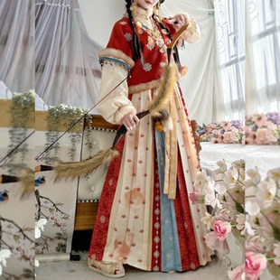 芳华庭原创【锦瑟华事】汉服女冬季加厚异域风拜年服唐制日常套装