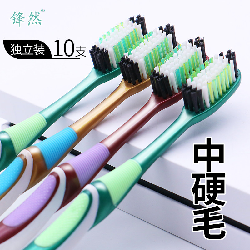 Зубная щетка Shuke с большой головкой и средней щетиной, 10/20 отдельных упаковок, средняя щетина, унисекс для взрослых, домашняя одежда, для мужчин Изображение 1