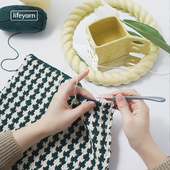 lifeyarn可可千鸟格方毯材料包棉线 解闷手工diy编织毯子钩针教程