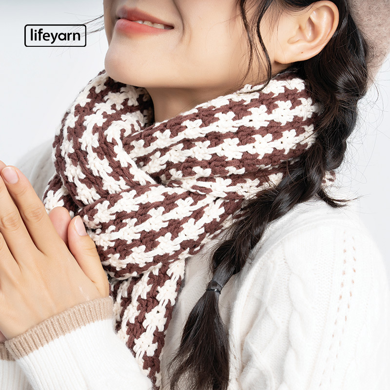 lifeyarn团团千鸟格围巾材料包