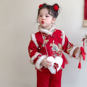 女童拜年服冬装红色汉服儿童冬季国风喜庆新中式宝宝过年新年衣服