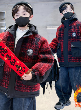 男童冬季加绒加厚棉服外套2025新款冬装中大儿童男孩冬款上衣棉袄