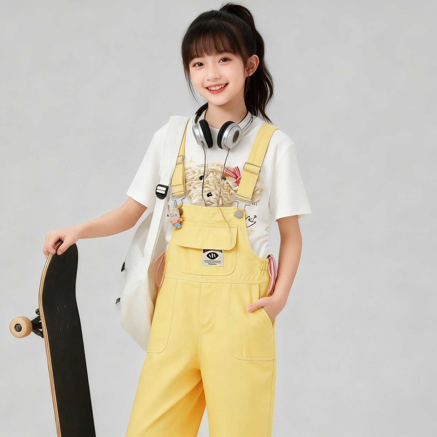 女童夏装背带裤套装2026新款中大童洋气时髦儿童夏天薄款短裤子潮图片