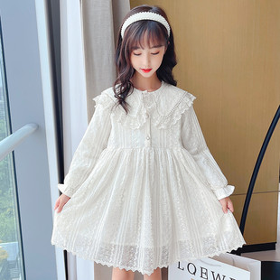 女童连衣裙草原新款儿童长袖森女公主裙旅游白裙子女孩波西米亚风