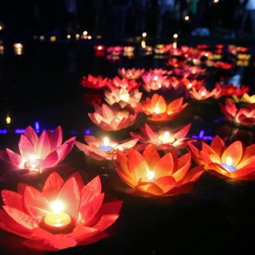 祭祀荷花灯许愿灯k荷花水灯活动海边祈愿灯装饰景点放河灯元宵节