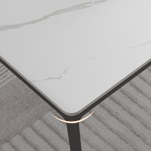 极简岩板餐桌家用小户型铝合金饭桌长方形现代简约餐桌椅组合 意式