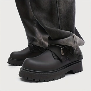 德比鞋男款新款哑光高级感男士休闲黑色英伦风米奇大头工装小皮鞋