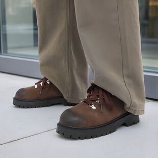 复古风厚底德比鞋男增高休闲皮鞋圆头大头鞋百搭男鞋日常棕色系带