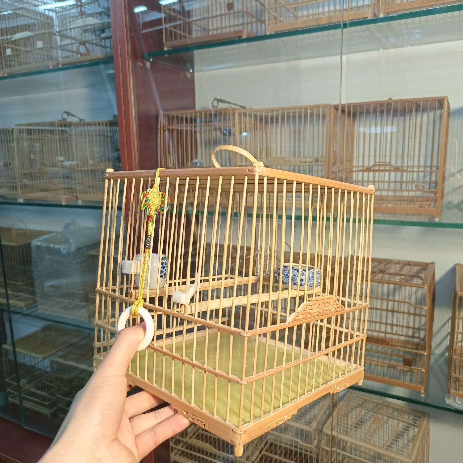 竹制绣眼鸟笼【花门花脚