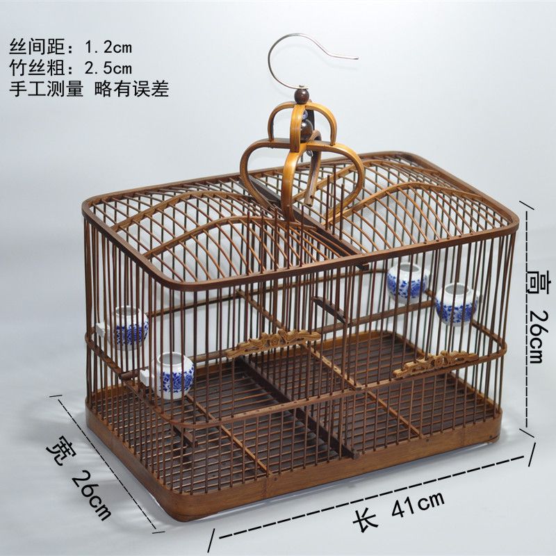 竹制鸟笼手工自制方笼双