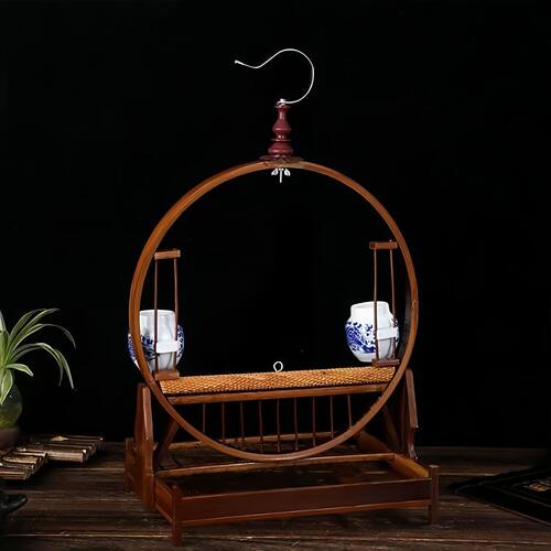 纯手工竹子站架绣眼颠颏