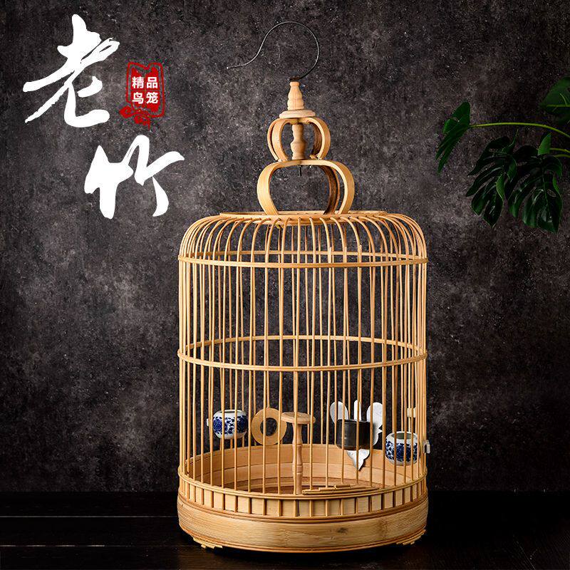 竹制鸟笼百灵鸟笼竹子鸟笼老竹鸟笼竹节鸟笼百灵鸟笼子特价包邮
