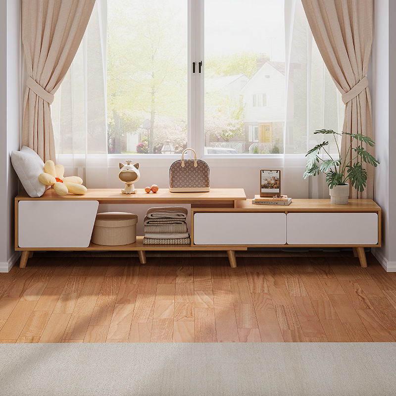 飘窗收纳柜书架置物架单层矮柜落地柜可伸缩书柜储物柜子一体靠墙