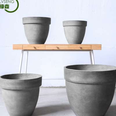 【绿森】水泥花盆创意宽边圆形简约欧式风格现代景观艺术镁泥花盆