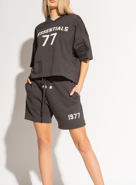 正品essentials短裤fog复线反光男女植绒1977休闲运动五分裤潮牌