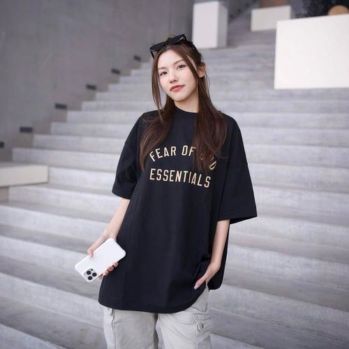 官网正品essentials短袖t恤男女FALL24新款字母植绒重磅FOG复线潮