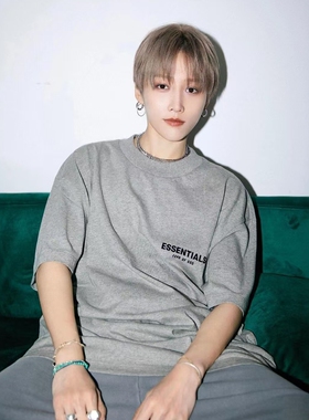 官网正品essentials短袖t恤男女植绒SS22字母FOG复线美式情侣潮牌