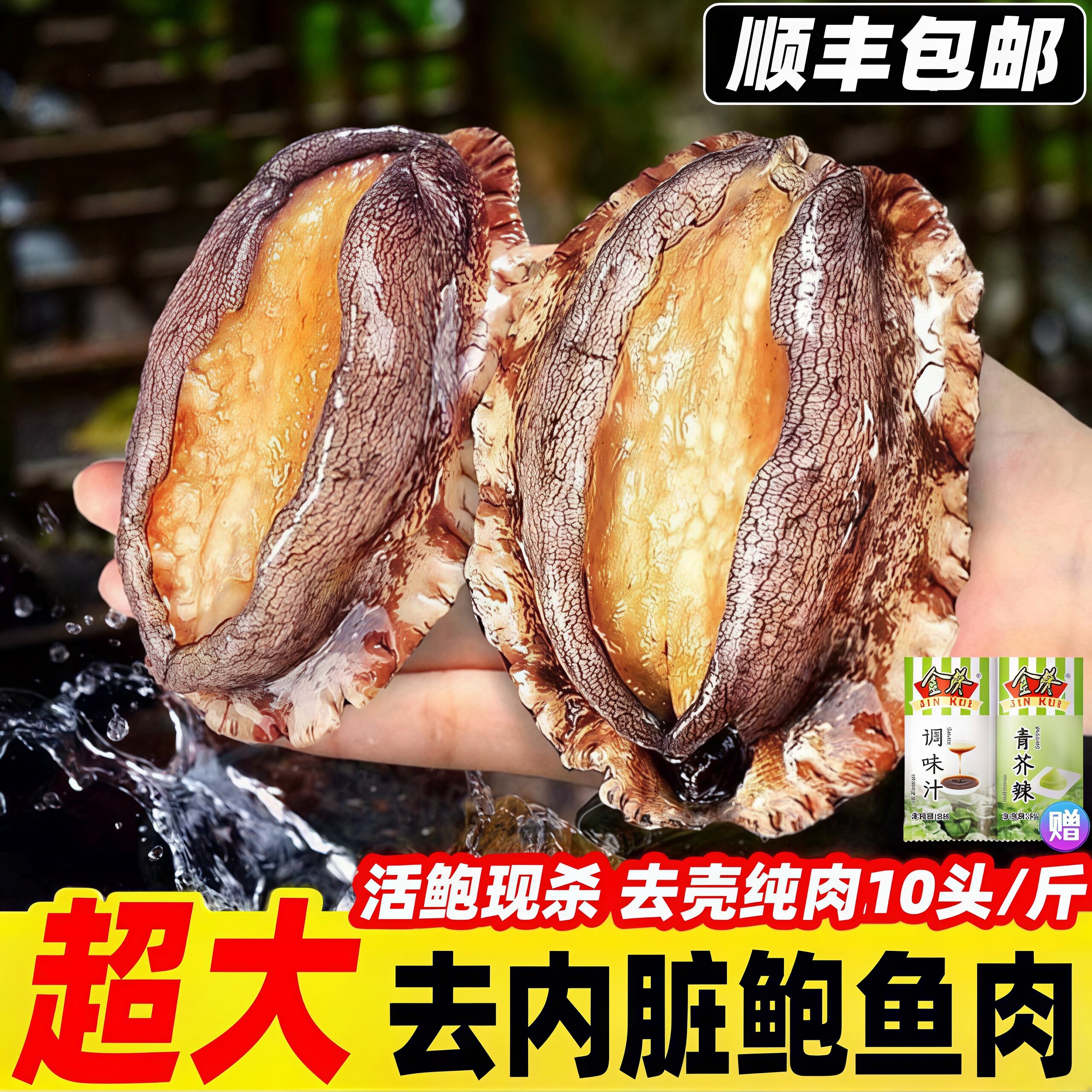 鲍鱼肉鲜活冷冻特大新鲜海捕贝类活体速冻大鲍鱼海鲜水产10头纯肉
