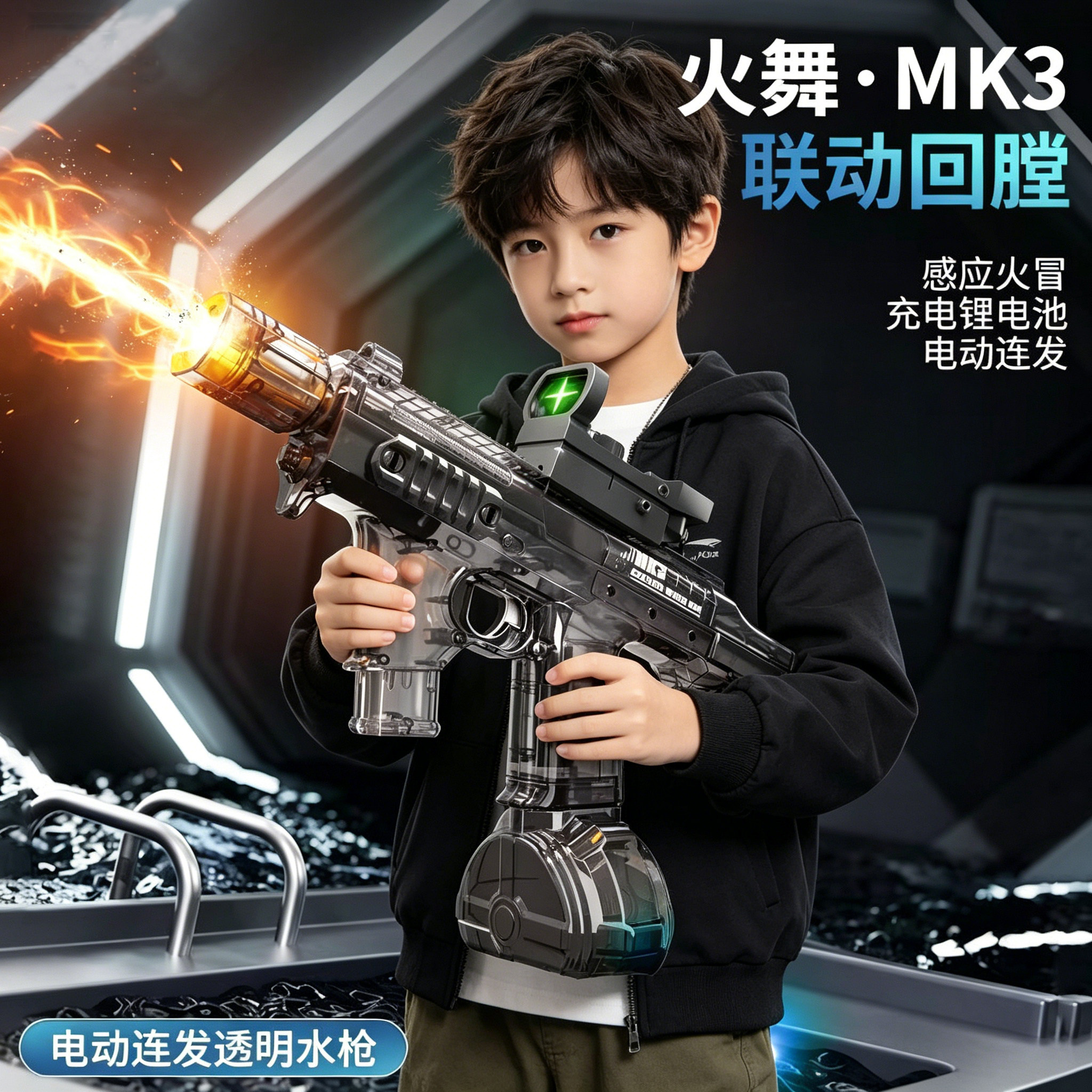 火光火舞MK3电动连发水枪呲喷水枪高压强力射程远泼水节儿童玩具