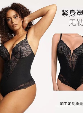 Lace Shapewear Bodysuit Women V Neck Tummy Control蕾丝连体衣