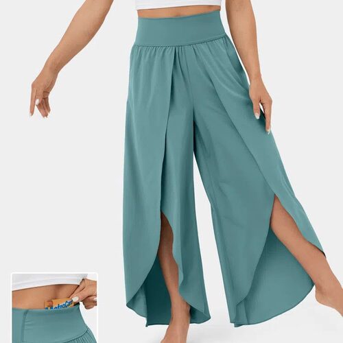 High waist Split Loose women pants百搭显瘦高腰开叉瑜伽休闲裤
