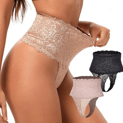 High Waist Tummy Control Panties Shapewear Thong高腰蕾丝内裤
