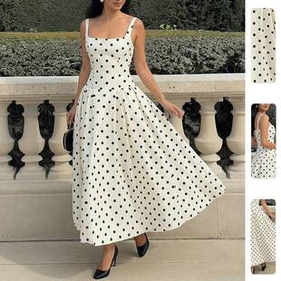 polka dot dress春夏新款女欧美高级感波点复古抹胸裙时尚连衣裙