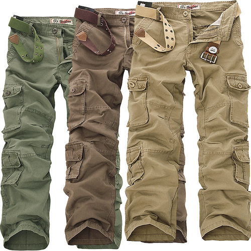 Men's Cotton Cargo pants leisure Man Camo trousers Big size