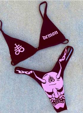 Women's Bikinis Summer Sexy Strange Comics Print Tube Top