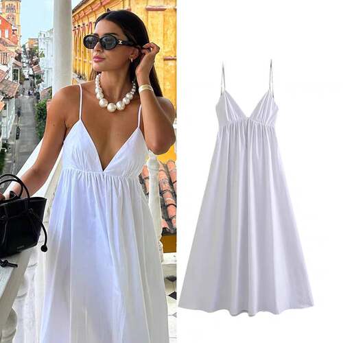 Summer Dress Women 2023 New Fashion Elegant Suspender Backle