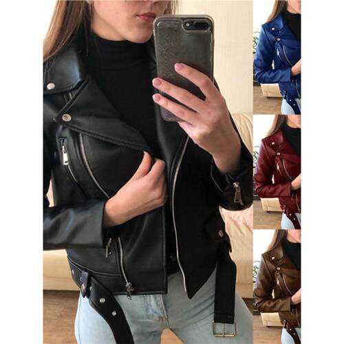 短款修身皮衣 外套女leather jacketjacketleather jacket women