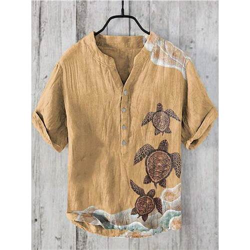 3D animal digital loose V-neck shirt 3D动物数码宽松V领衬衫男