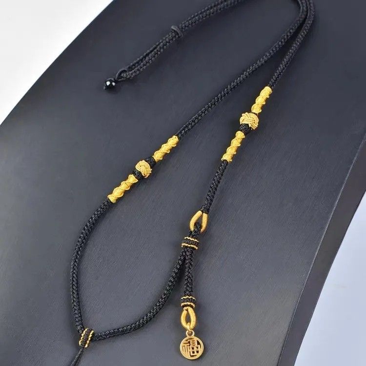 全手工八股辫高端吊坠挂件绳黄金玉器水晶翡翠男女吊坠绳子情侣款